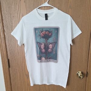 Gildan White Tee with Butterfly Graphic